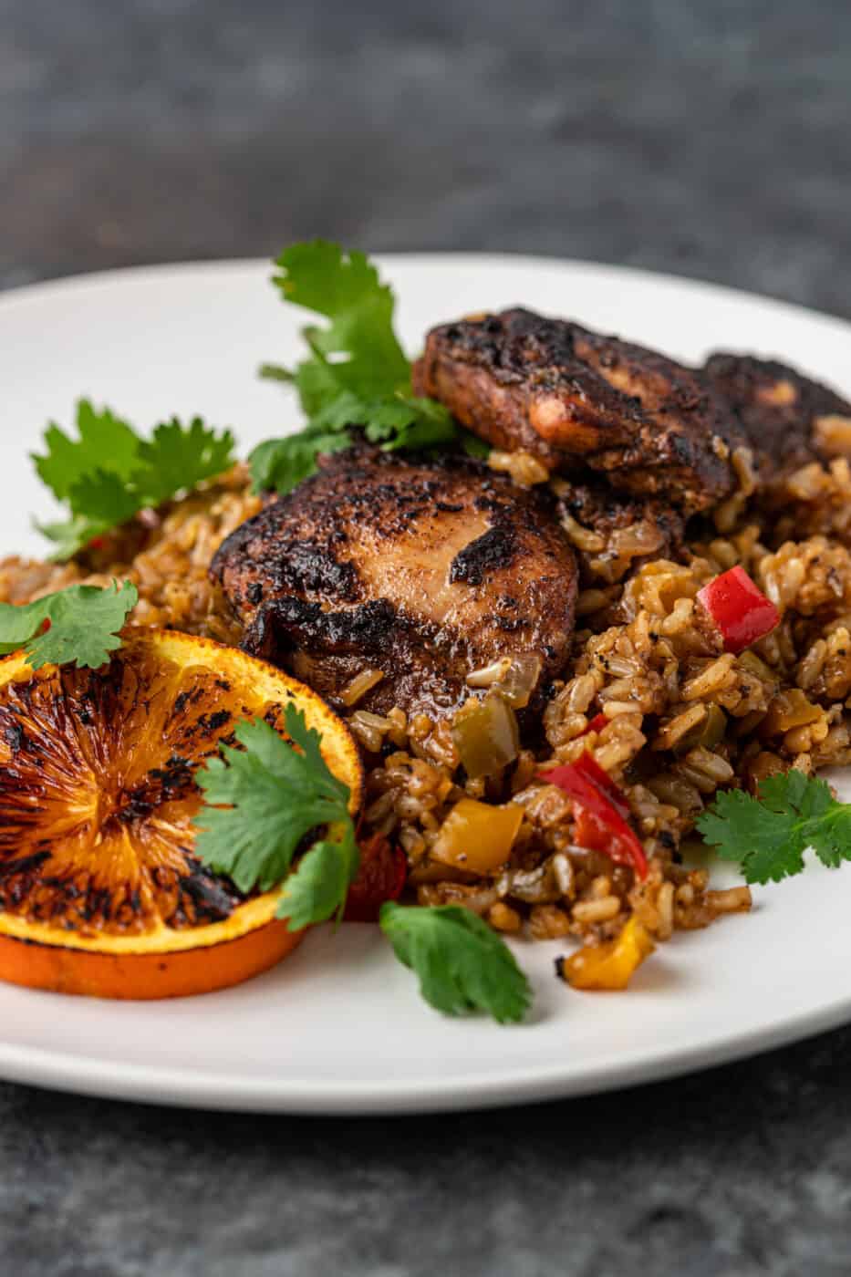 plate of jerk chicken